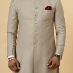 Classic Khaki Achkan for Men | Elegant Ethnic Wear | Jaipurio